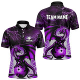 Maxcorners Purple Thunder Lightning Custom Dragon Bowling Shirts For Men, Bowling Team Jerseys Polo & 1/4 Zip