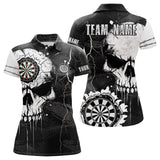 Maxcorners Darts Custom Black And White Grunge Skull Dart Shirts For Men | Team Darts Jerseys - Polo & Quarter Zip