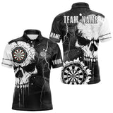 Maxcorners Darts Custom Black And White Grunge Skull Dart Shirts For Men | Team Darts Jerseys - Polo & Quarter Zip