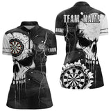 Maxcorners Darts Custom Black And White Grunge Skull Dart Shirts For Men | Team Darts Jerseys - Polo & Quarter Zip