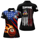 Maxcorners Funny Flame 8 Ball Billiard Shirts For Men Custom Patriotic American Flag Pool Team Jerseys MT1006