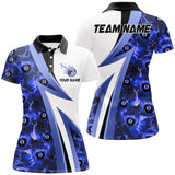 Maxcorners Personalized Lightning 8 Ball Pool Flame Pattern Women Billiard Shirts Billiard Team Jerseys |Blue