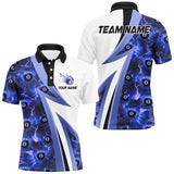 Maxcorners Personalized Lightning 8 Ball Pool Flame Pattern Men Billiard Shirts Billiard Team Jerseys |Blue