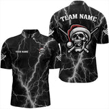 Maxcorners Personalized Santa Skull Thunder Lightning Billiard Shirts Christmas Black Billiard Jersey