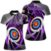 Maxcorners Purple Archery 3D Target Thunder Lightning Personalized Men Polo Shirts, Team League Archery Shirts