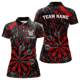 Maxcorners Custom Black And Red Grunge Camo Dart Shirts For Men, Camouflage Dart Team Jersey Polo & 1/4 Zip