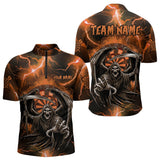 Maxcorners Personalized Orange Grim Reaper Custom Thunder Lightning Men Dart Shirts, 3D Darts Team Jerseys