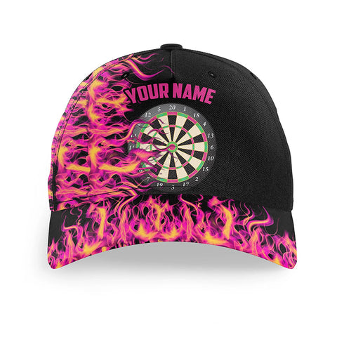 Maxcorners Darts Pink Fire Flame Personalized Name 3D Cap