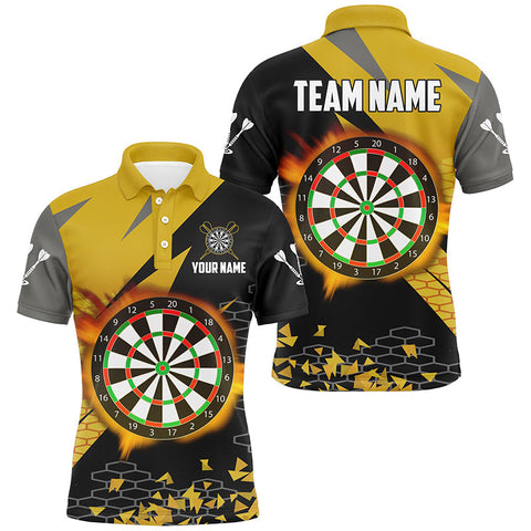 MaxCorners Dart Yellow Sport Jerseys Attire Customized Name, Team Name 3D Polo Shirt For Men