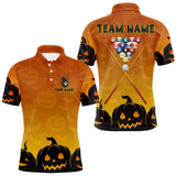 Maxcorners Personalized Orange Black Funny Pumpkin Billiard Shirt For Men Custom Halloween Pool Team Jersey MT3107