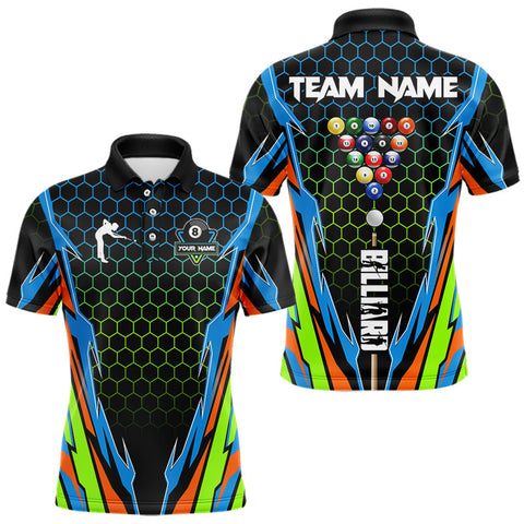Maxcorners Colorful 8 Ball Billiard Jersey For Men Custom 8 Ball Pool Team Shirt Billiard Polo & 1/4 Zip MT0410