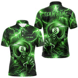 Maxcorners Green Grim Reaper 8 Ball Billiard Shirt For Men Custom Funny Thunder Lightning Pool Team Jersey MT0410