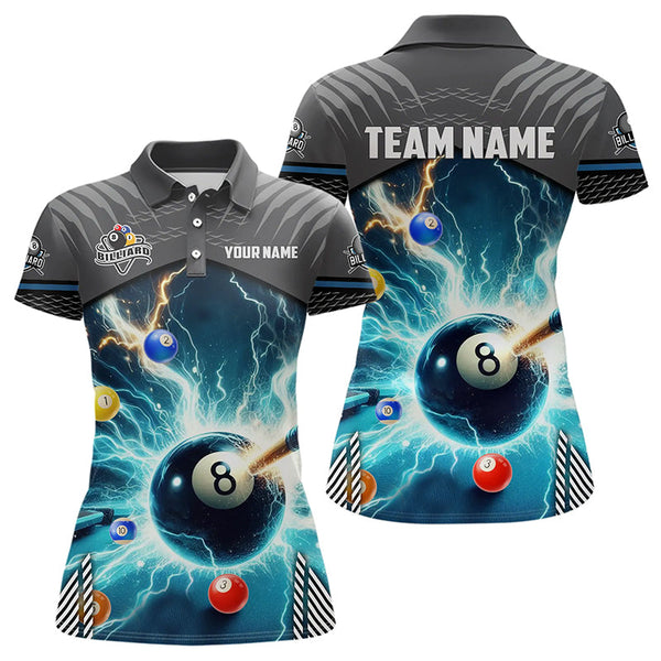 Maxcorners Personalized Striking Thunder Lightning Billiard Shirts For Women Custom Billiard Sport Jerseys