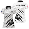 Maxcorners Personalized Funny Scratch 8 Ball Pool Billiard Polo, 1/4 Zip For Men Custom Team Billiard Jersey MT1006