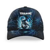 Maxcorners Billiard Lightning Thunder Dragon 8 Ball Personalized Name 3D Cap