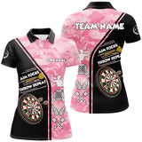 Maxcorners Aim Focus Throw Repeat Custom Pink Camouflage Darts Shirts For Women, Funny Saying Dart Jerseys