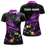 Maxcorners Personalized Purple Black Dragon Billiard Balls Pool Shirts For Men, Billiard League Team Jerseys