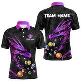 Maxcorners Personalized Purple Black Dragon Billiard Balls Pool Shirts For Men, Billiard League Team Jerseys