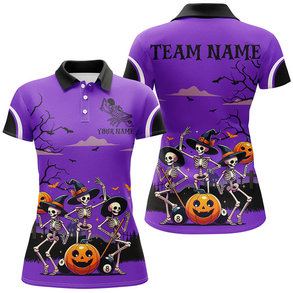 Maxcorners Purple Halloween Spook Night Skeleton Dance Bowling Jersey Customized Name, Team Name 3D Shirt