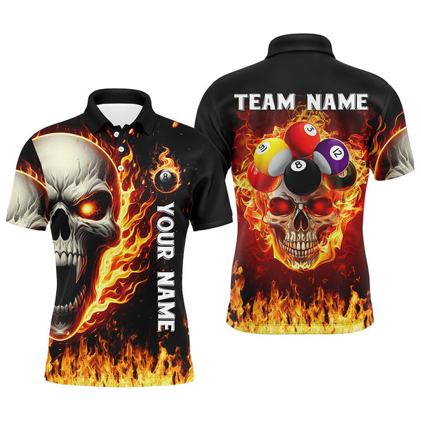 Maxcorners Fire Flame Skull Billiard Balls Custom 3D Printed Men Billiard Shirts Team League Billiard Jerseys