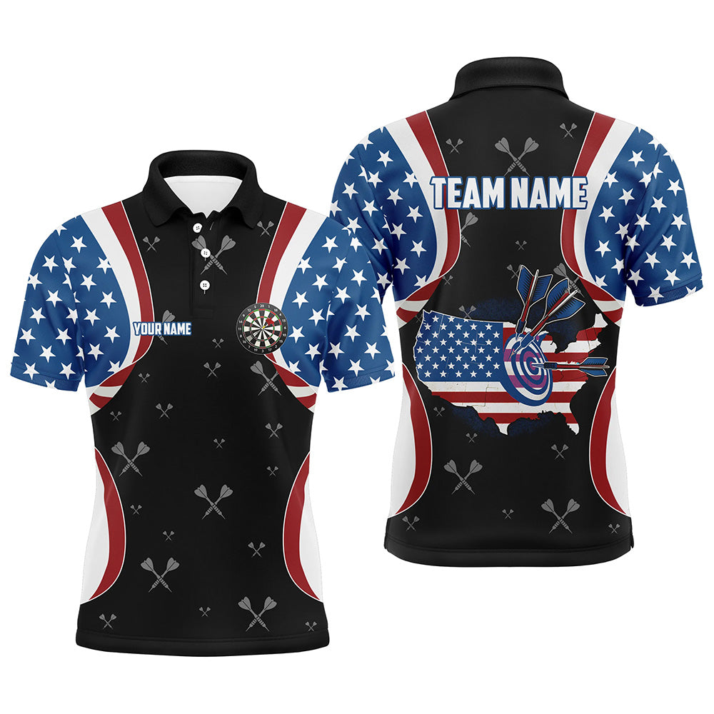 MaxCorners Darts American Flag 4Th Of July  Customized Name 3D Polo Shirt For Men