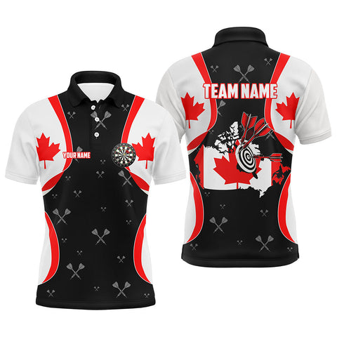 MaxCorners Darts Canada Flag  Customized Name 3D Polo Shirt For Men