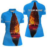 MaxCorners Billiard Balls Fire Blue Pattern Customized Name, Team Name 3D Polo Shirt For Women