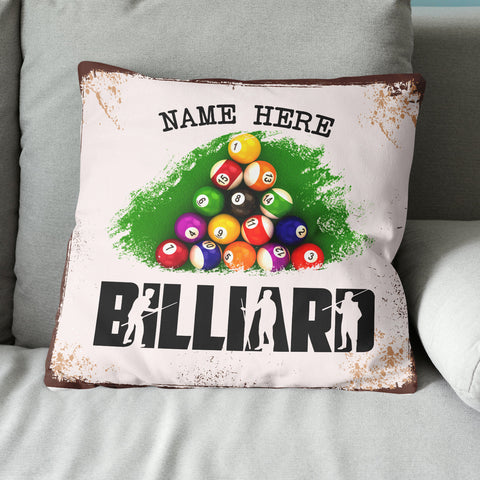 Maxcorners Personalized Billiard Balls Custom Grunge Style Billiard Throw Pillow