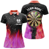 Maxcorners 3D Red And Pink Fire Dartboard Women Darts Polo Shirts Custom Dart Shirts For Team Dart Jerseys