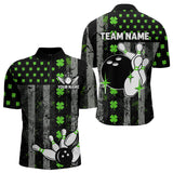 Maxcorners Green Shamrock Grunge Us Flag Patriotic Bowling Shirts For Men And Women Custom St Patrick Day Bowling Jersey
