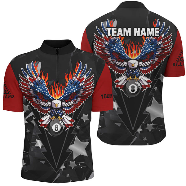 Maxcorners Eagle American Fire Flame Billiard Jersey Customized Name, Team Name 3D Shirt