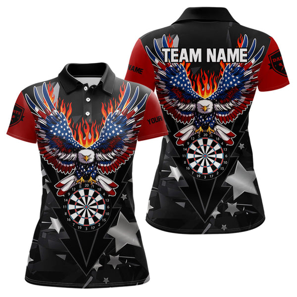 Maxcorners Personalized Fire American Flag Eagle Darts Shirts For Men Custom Pride Patriotic Dart Jerseys