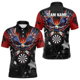 Maxcorners Personalized Fire American Flag Eagle Darts Shirts For Men Custom Pride Patriotic Dart Jerseys