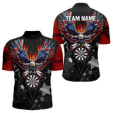 Maxcorners Personalized Fire American Flag Eagle Darts Shirts For Men Custom Pride Patriotic Dart Jerseys
