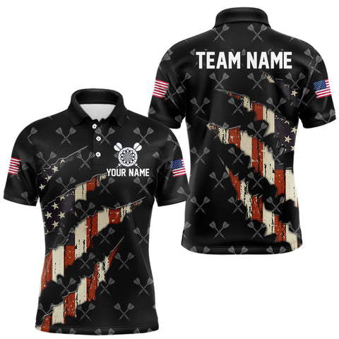 Maxcorners Vintage American Flag Darts Polo & Quarter Zip Custom Darts Shirt For Men, Patriotic Darts Jersey MT1110