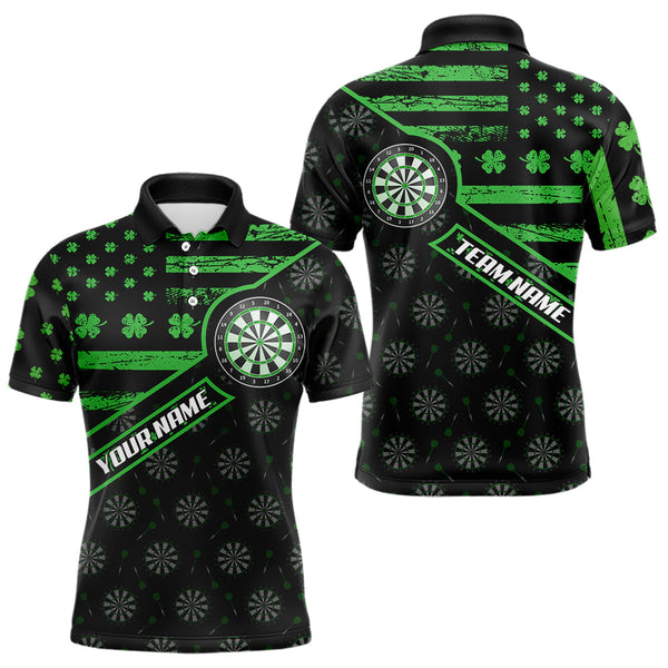 Maxcorners Green Shamrock Retro Us Flag Patriotic Darts Shirts For Men And Women Custom St Patrick Day Darts Jerseys