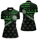 Maxcorners Green Shamrock Retro Us Flag Patriotic Darts Shirts For Men And Women Custom St Patrick Day Darts Jerseys