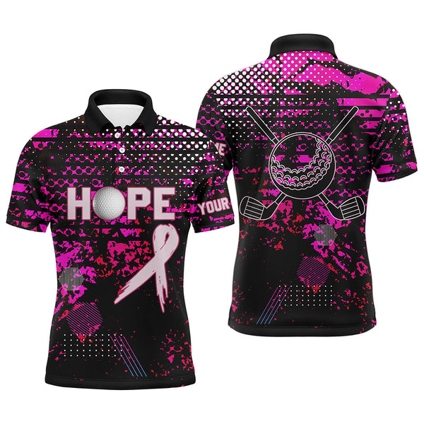 Maxcorners Breast Cancer Awareness Custom Pink Camo Men Golf Polo Shirts