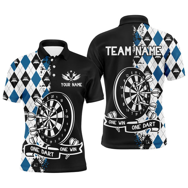 Maxcorners One Dart One Win Custom Argyle Darts Shirts For Men, Funny Darts Team Shirts Best Dart Jerseys