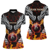 Maxcorners Personalized Twin Dragons Fire Flame 8 Ball Pool Men Billiard Shirts Team League Billiard Jerseys