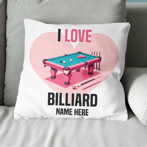 Maxcorners Personalized I Love Billiard Throw Pillows