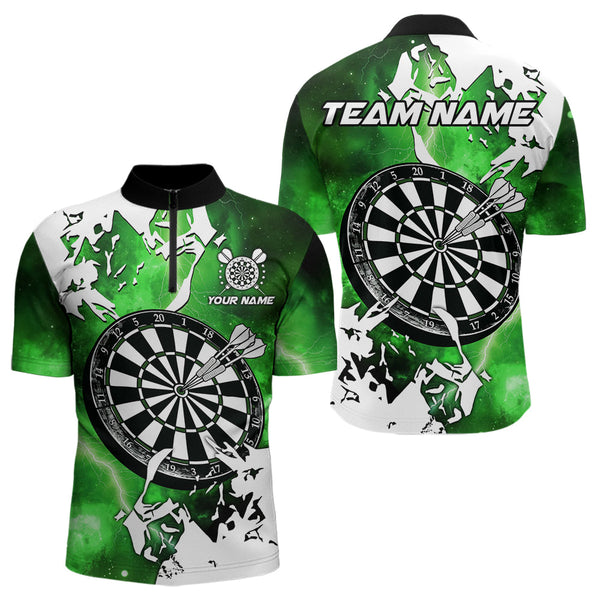 Maxcorners Lightning Grunge Dartboard Custom 3D Printed Darts Shirts For Men, Darts Team Jerseys |Green LM103