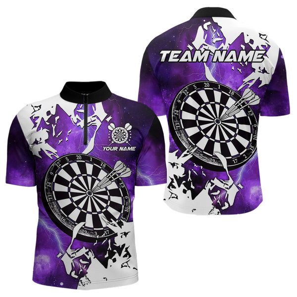 Maxcorners Lightning Grunge Dartboard Custom 3D Printed Darts Shirts For Men, Darts Team Jerseys |Purple LM103