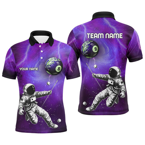 Maxcorners Custom Purple Galaxy Astronaut 8 Ball Pool Men Billiard Shirts