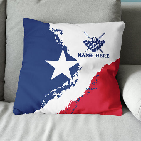 Maxcorners Personalized Pool Billiard Texas Flag Throw Pillows