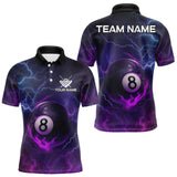 Maxcorners Personalized 3D Purple Billiard Jerseys For Men, Lightning 8 Ball Pool Billiard Team Shirts