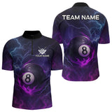 Maxcorners Personalized 3D Purple Billiard Jerseys For Men, Lightning 8 Ball Pool Billiard Team Shirts