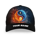 Maxcorners Billiard 8 Ball & 9 Ball Water And Fire Personalized Name 3D Cap