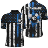 Maxcorners Billiard Blue Grunge Us Flag Patriotic Customized Name, Team Anme 3D Polo Shirt