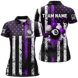 Maxcorners Billiard Purple Grunge Us Flag Patriotic Customized Name, Team Anme 3D Polo Shirt